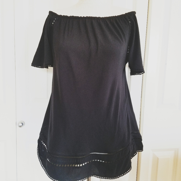 NAKED PRINCESS Isabella Black Off Shoulder Top NEW - Picture 2 of 6